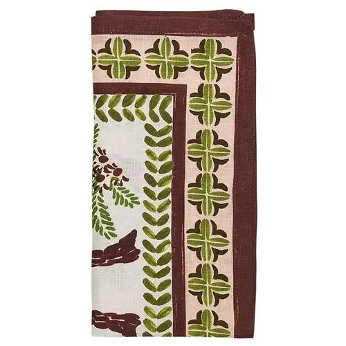 Oasis Global Green Palm White Linen Napkin – Set of 4