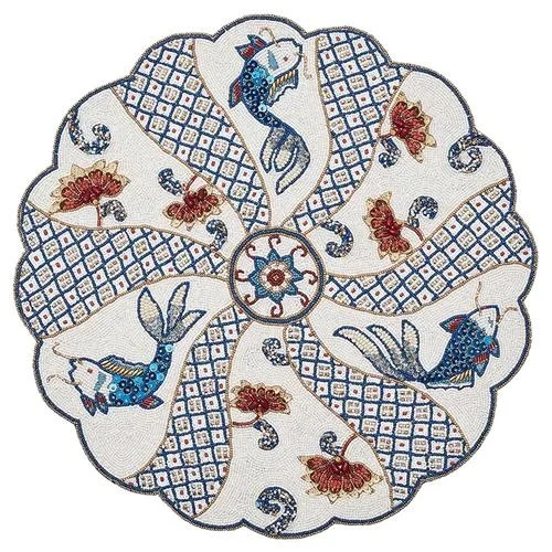 Orient Global Bazaar White Glass Beaded Handmade Placemat – Set of 2