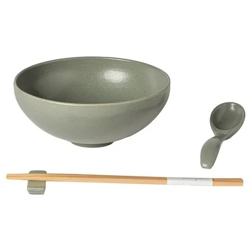Pacifica Modern Classic Artichoke Stoneware 3 Piece Ramen Bowl Set