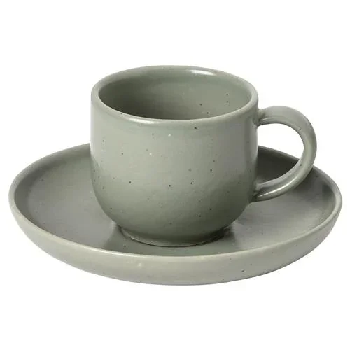 Pacifica Modern Classic Artichoke Stoneware Coffee Cup and Saucer