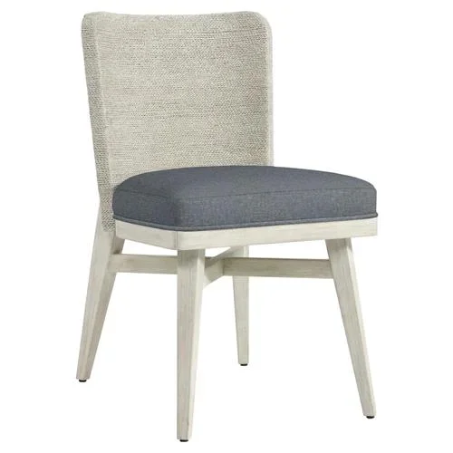 Palecek Francis Coastal Blue Performance Whitewash Woven Rope Dining Chair