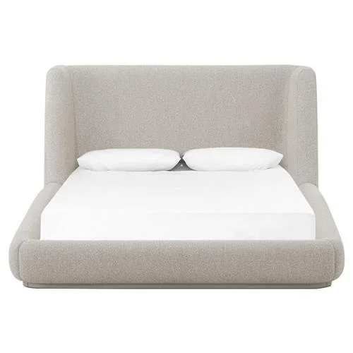 Palmer Modern Classic Light Grey Performance Wingback Bed – Queen