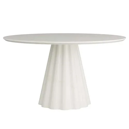 Rinny French White Marble Top Mango Wood Base Dining Table – 54″W