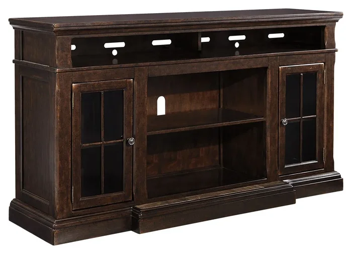 Roddinton – Dark Brown – XL TV Stand w/Fireplace Option
