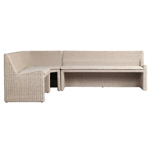 Senna Vintage White Outdoor Dining Banquette L-Shape – Left Arm Facing – 106″