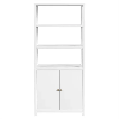Shay Modern Classic White Wood Bookcase