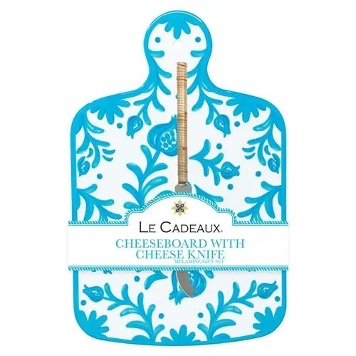Sicily Global Teal Melamine Floral Cheeseboard Gift Set