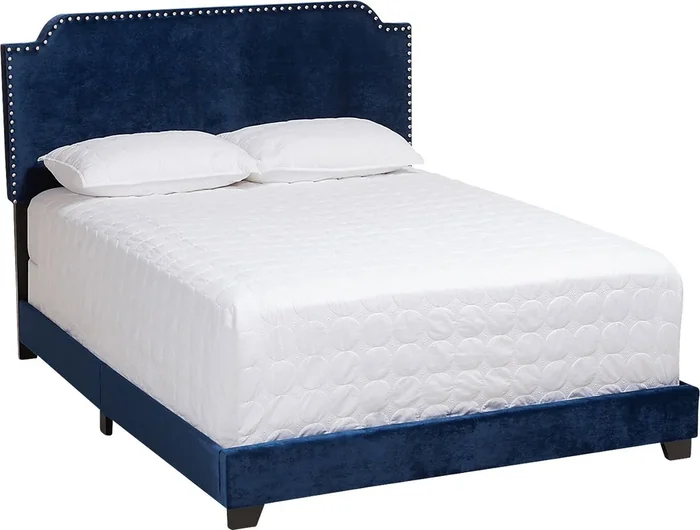 Skylyn Blue Colors Velvet Plush King Bed