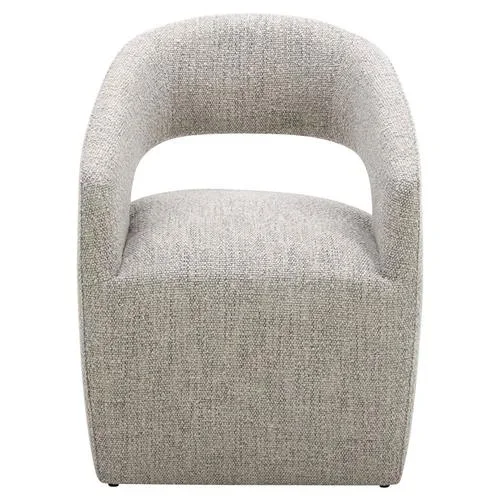 Sonya Mid Century Modern Grey Performance Boucle Rolling Dining Arm Chair