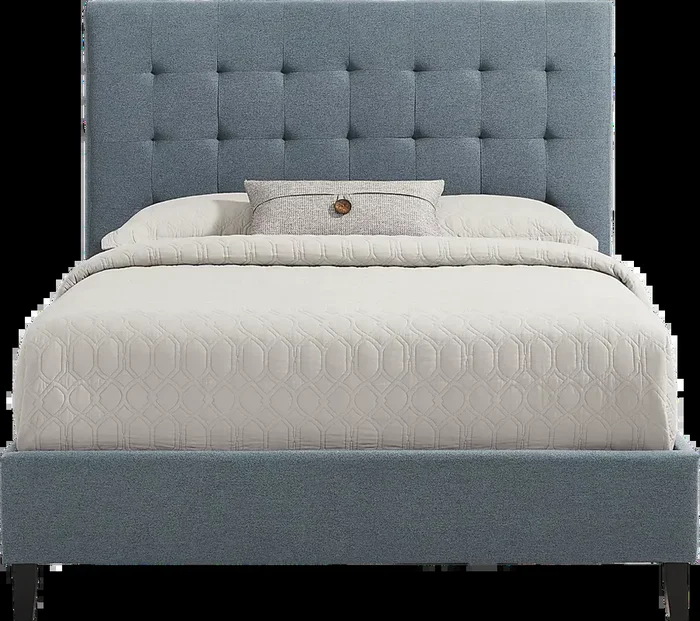 St. Marten Blue Woven 3 Pc Queen Upholstered Bed