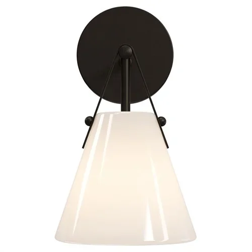 Stellan Updated Traditional White Glass Bronze Single Bath Wall Sconce