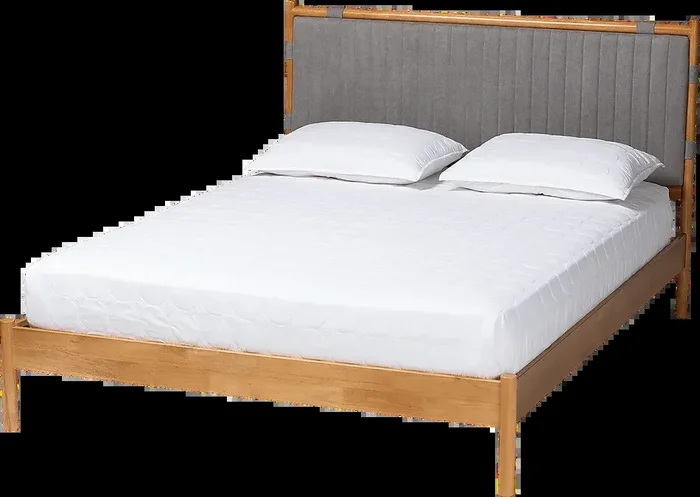 Tithelo Brown Polyester Fabric Queen Bed