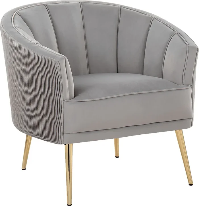 Tondee Silver Gray Velvet Plush Accent Chair