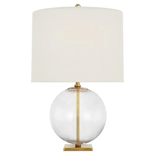 Visual Comfort Elsie Modern Classic Clear Glass White Linen Shade Table Lamp