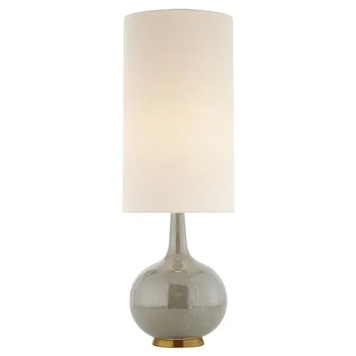 Visual Comfort Hunlen Mid Century Shellish Gray Ceramic Cordless Table Lamp