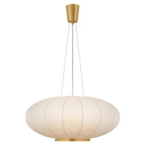 Visual Comfort Paper Moon Coastal Soft Brass Hanging Shade Pendant