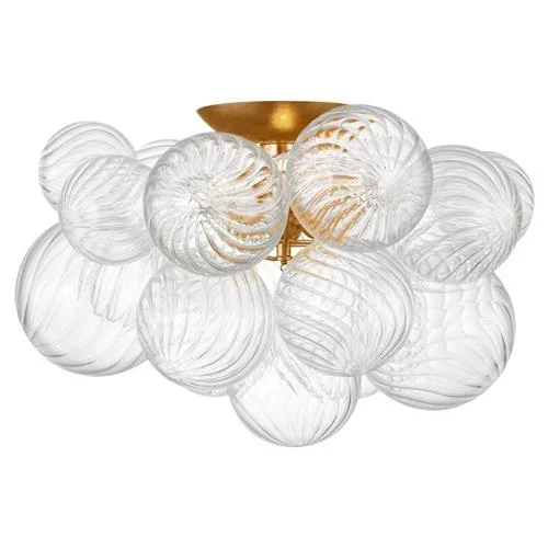 Visual Comfort Talia Gild Metal Swirled Glass Flush Mount – Large