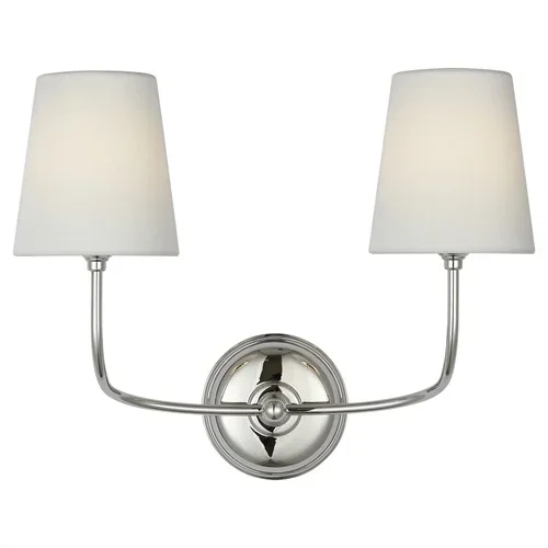 Visual Comfort Vendome Updated Traditional Polished Nickel Cordless Double Armed Sconce