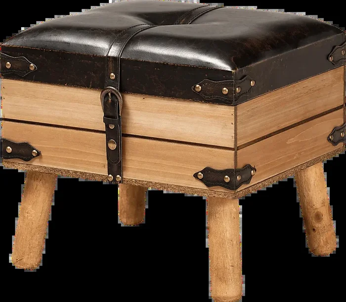 Voisin Brown Polyurethane Fabric Ottoman