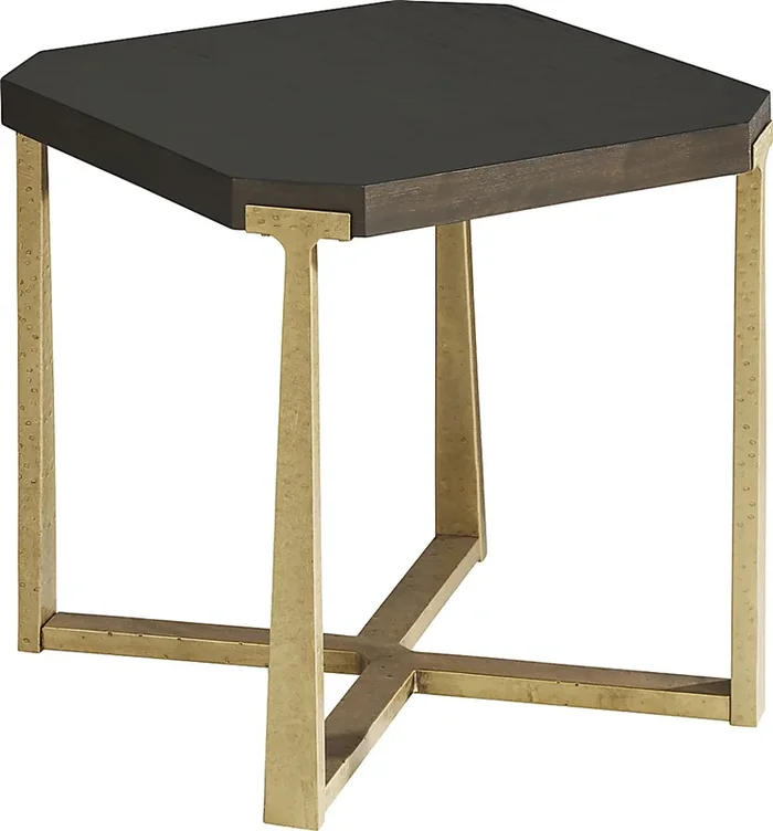Zandra Brown Dark Wood Metal,Wood End Table